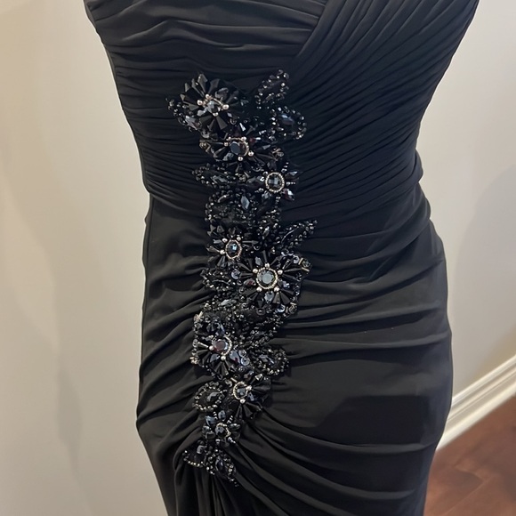 ⭐️ba Nites One Shoulder Beaded Jersey Dress With Ruching⭐️ - Picture 6 of 12